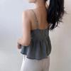 Stylová Elegance Móda Dámské Business Casual Vesta Vnější Oblečení Krátké Topy Výstřih do V Džínová Spodní Košile Skládaný Design Volánky Volný Podvazky Dámské