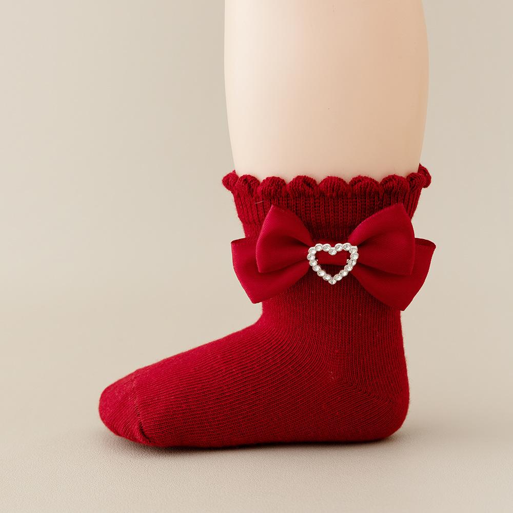 Baby Girl Spring Autumn Cotton Lace Bow Socks Lovely Heart Style Girls Bow Ankle Socks