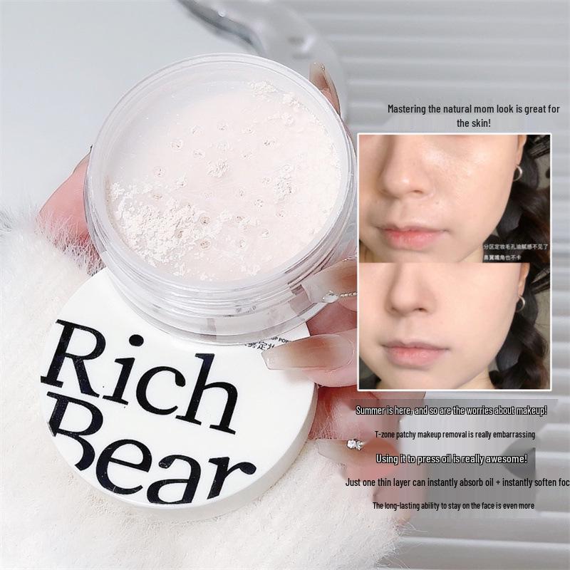 RichBear Fixierpuder: Wasserdicht, Schweißfest, Langanhaltend, Aufhellend, Tonkorrigierend, Mattes Finish loses Puder.