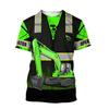 Excavator 3D Print T-shirt For Men Machinery Operator Stripe Short Sleeve Breathable Loose T Shirts Outdoor Summer Work Clothes