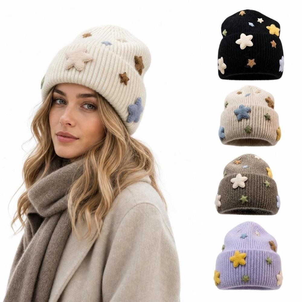 Real Rabbit Fur Winter Skull Cap Acrylic Blend Wool Knit Cap Cute Knitted Beanie Hat  Cold Weather