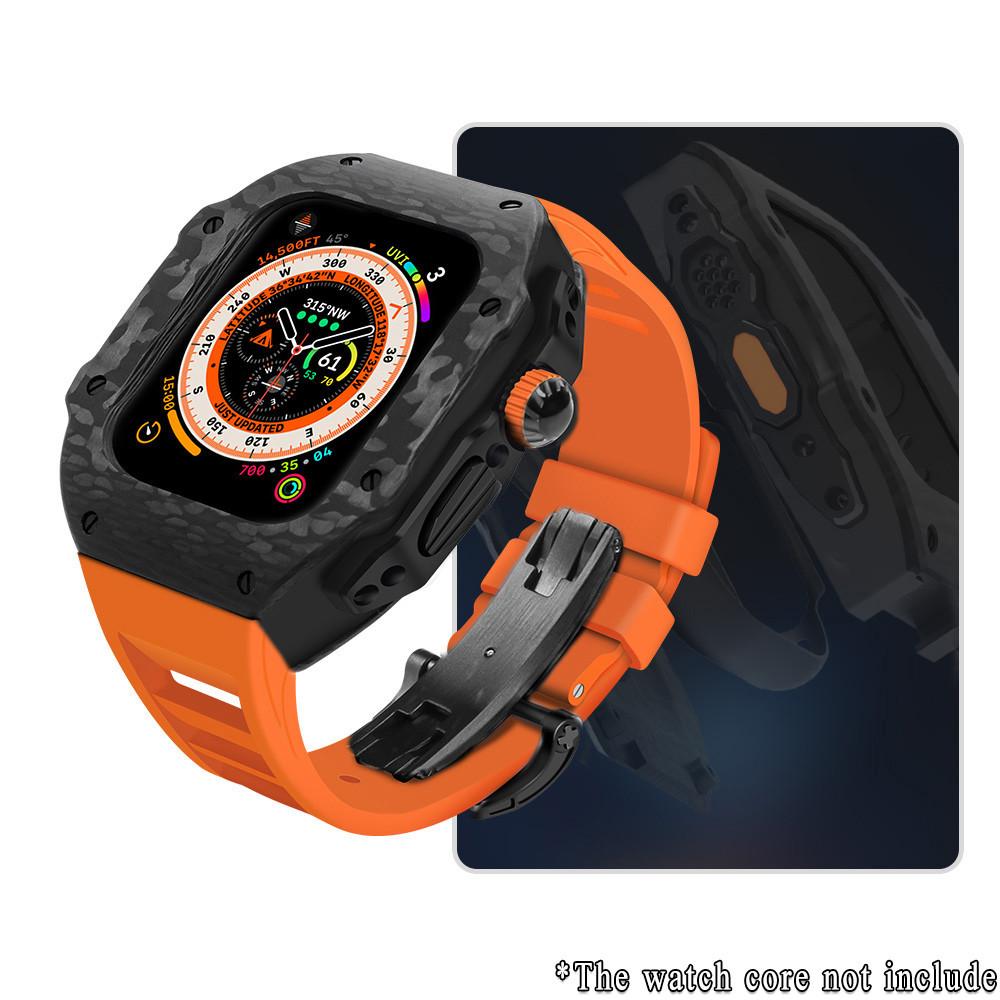 Luxury Carbon Fiber Modification Kit Compatible For Apple Watch Ultra3 49mm 44mm 45mm Iwatch Series 9 8 7 6 5 4 SE3/2/1 Ultra 3