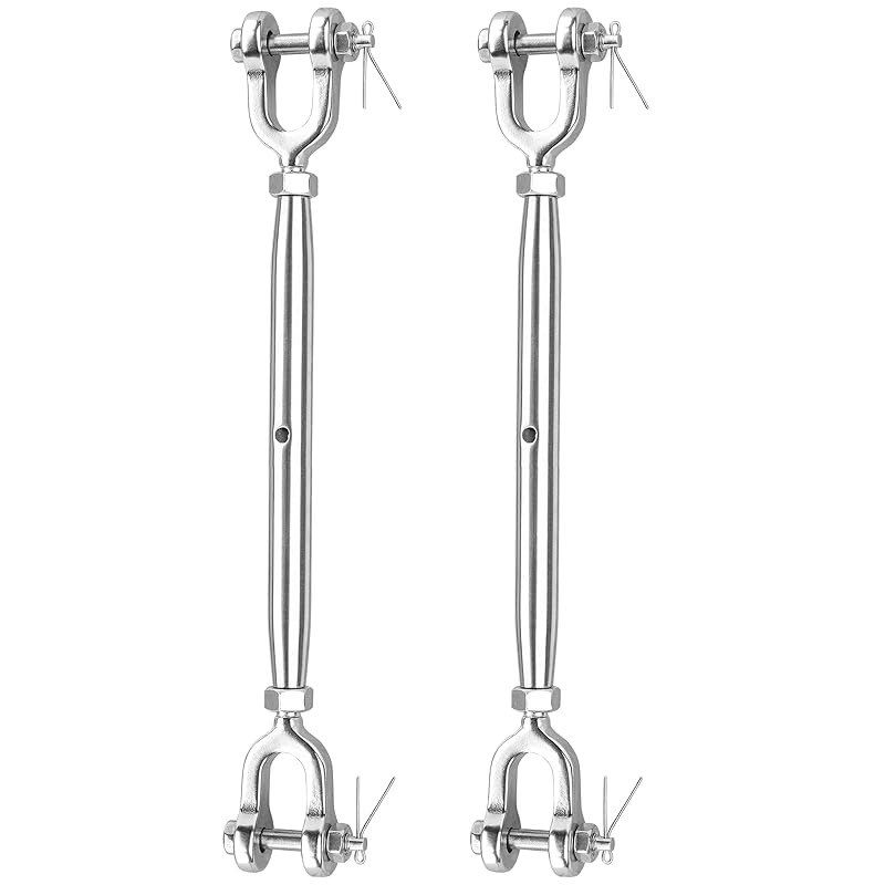 4PCS 1/4" (M6) Turnbuckle, 304 Stainless Steel Jaw and Jaw Turnbuckle, 1600lbs Working Load Limit, Wire Tensioner, Closed Body Turnbuckle for Cable,