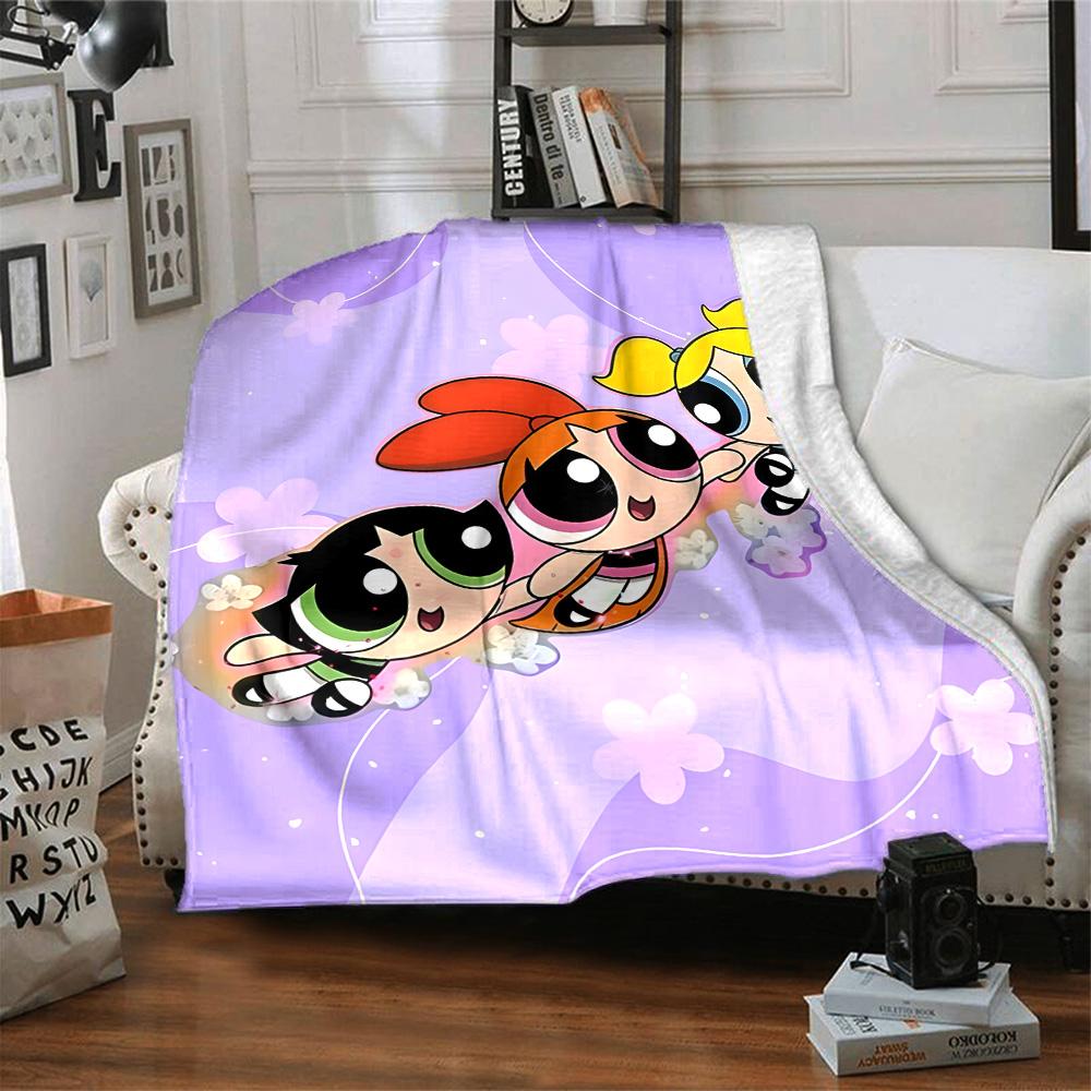 1pc Powerpuff2 Blanket, Gift, for Men and Women, Soft Blanket, Good for Sofa Bed Couch Travel, Lightweight Flannel Blanket