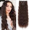 Synthetic 6-Piece Clip Type Water Curly Hair Extension Piece Long Mermaid Wavy Fiber Wig For Women Daily Use