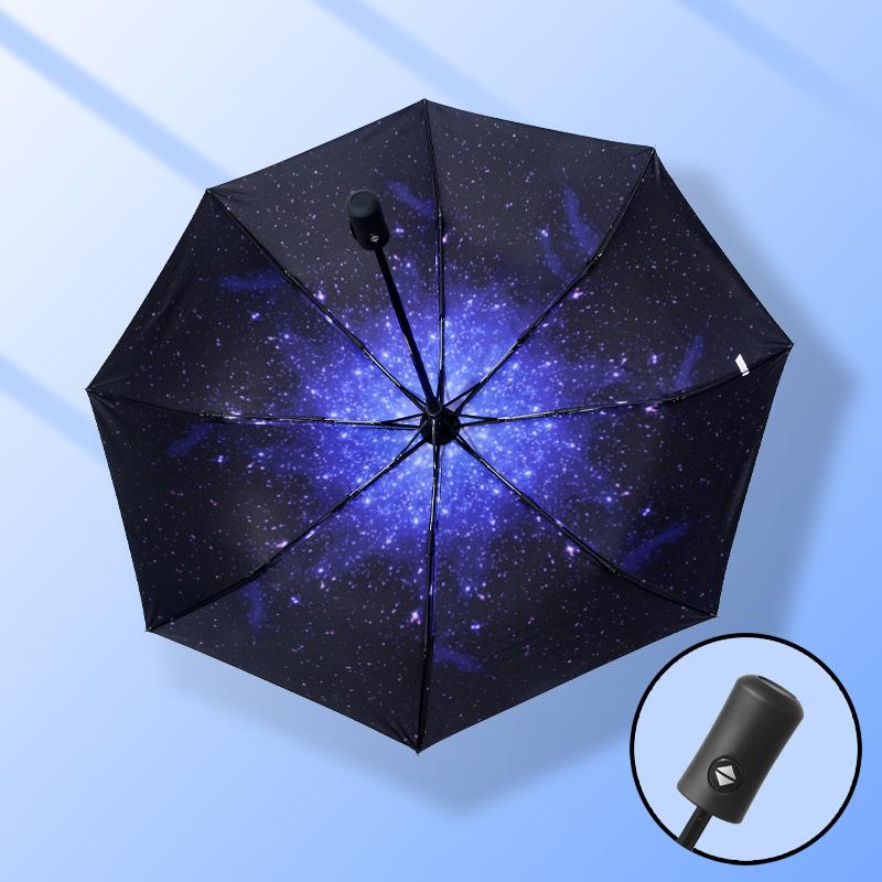 Large Umbrella Three Folding Small Black Umbrella Vinyl Umbrella UV Protection Parasol Women's Sunscreen Umbrella