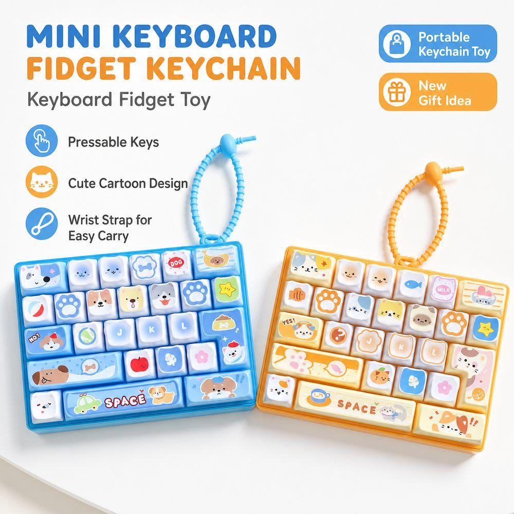 Clear Key Sounds Stress Relief Decompression Toy Pressable Keys Keyboard Toy  Bag Pendant
