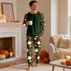Erkek Yılbaşı -Bisiklet Yaka Uzun Kollu Üst ve Pantolon Pijama Takımı Günlük ve Rahat