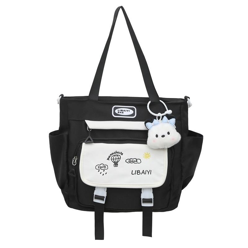 Tutorial Bag, Hand Bag, Shoulder Art Bag, Crossbody Large-capacity Schoolbag, Color-blocking Cartoon Learning Bag