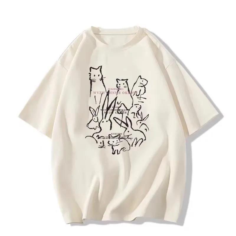 

Женская летняя футболка оверсайз из 100% хлопка в американском стиле с прямыми плечами и короткими рукавами 2XL (65-72 kg)