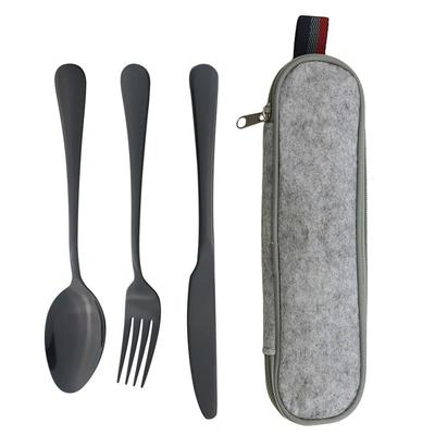 Vaisselle Portable en acier inoxydable, ensemble de vaisselle de Camping de pique-nique, cuillère fourchette couteau, couverts de voyage, vaisselle avec sac 4 pièces/ensemble