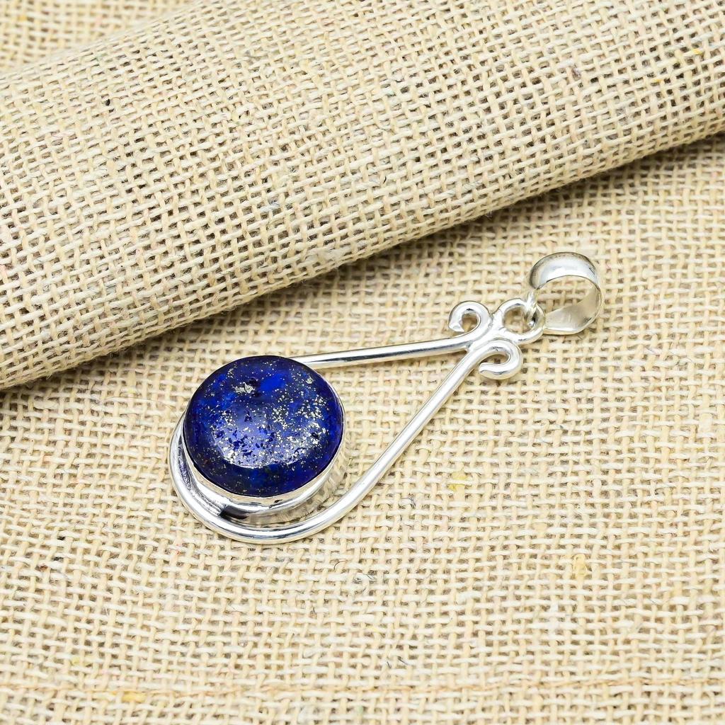 Lapis Lazuli Gemstone Jewelry Handmade 925 Sterling Silver Pendant For Wedding Gift