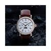 Time100 Multifunction Men's Watch Date Day Display 24-Hour Indicator Japanese Movement Black Leather Strap Rose Gold