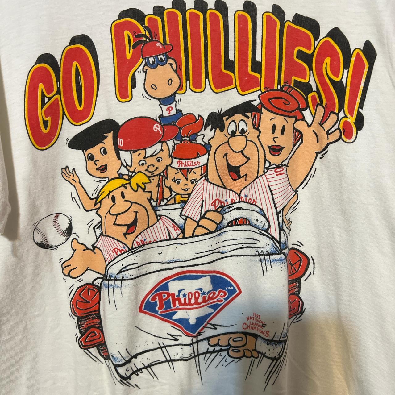 1993 The Flintstones Fred Barney Philadelphia Phillies Super T-shirt HN1455 S