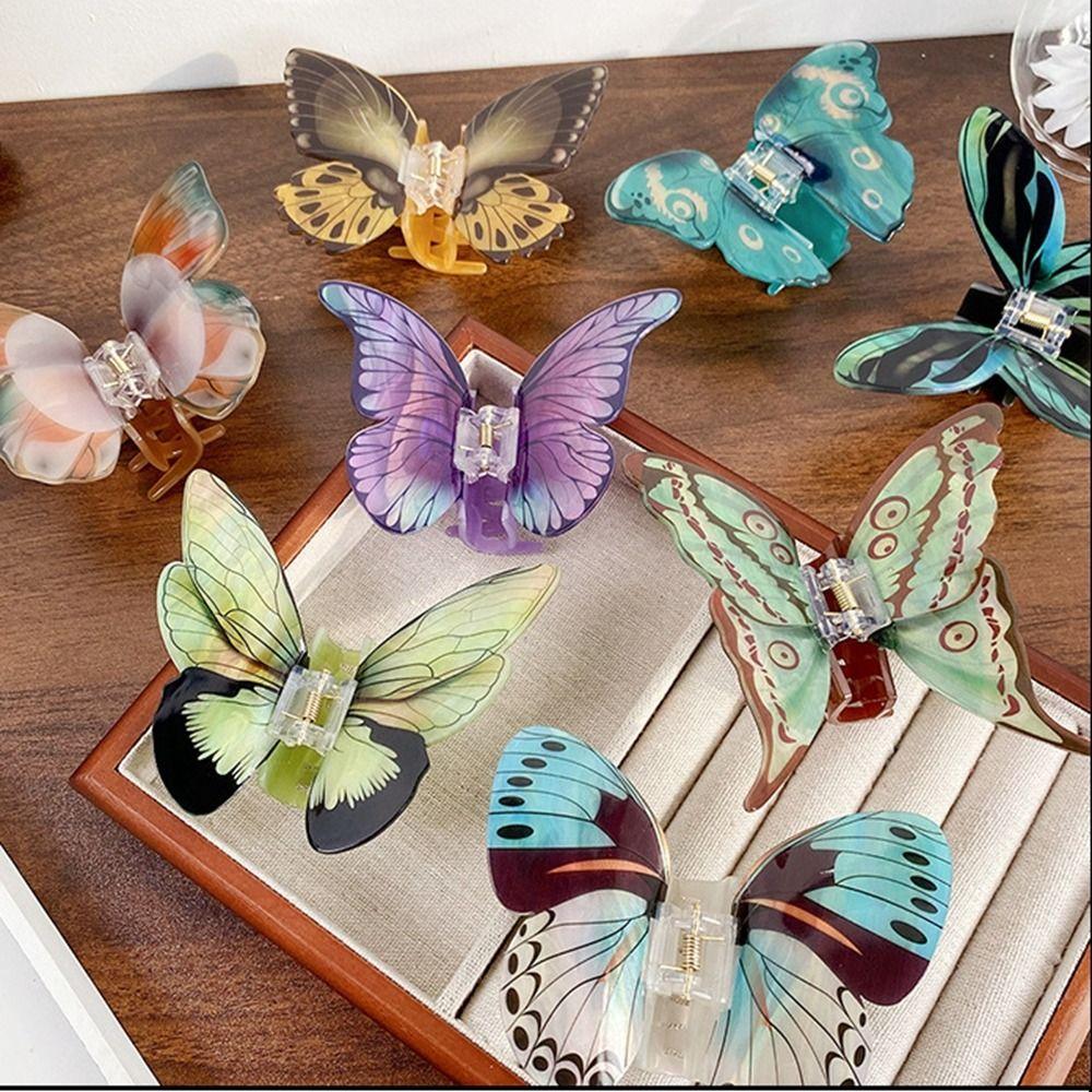 Elf Butterfly Hair Claw Printing Large Shark Clip Creative Butterfly Hair Clip  Girl