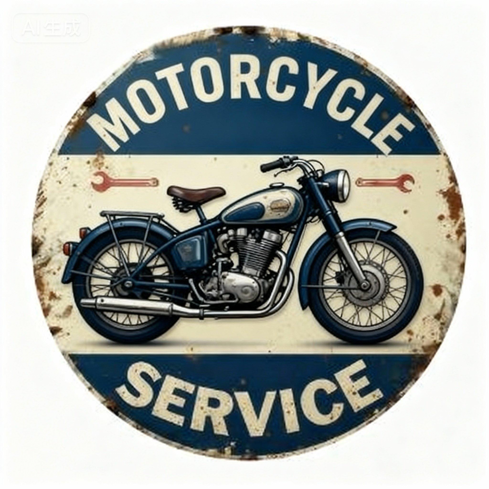 

D Flat BIKE SERVICE Round Metal Tin Sign Retro Vintage Bicycle Themed Wall Decor Rustic Cycling Art for Garage Man Cave 20x20cm(8x8inch)