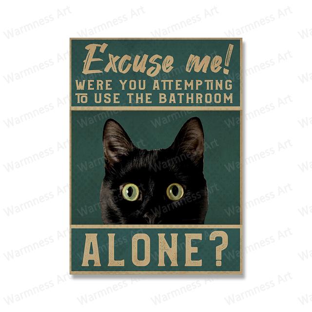 

Ментальный забавный черный кот, винтажный постер, интересная картина на холсте для ванной комнаты, женские принты для ванной комнаты, стены ванной комнаты 21cm×30cm NoFrame