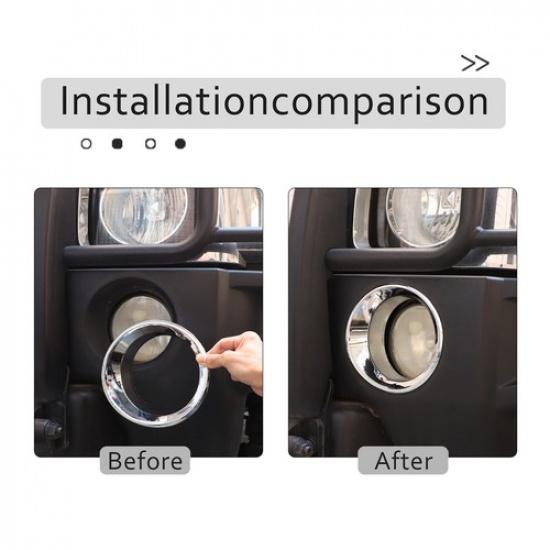 Front Bumper Fog Light Lamp Chrome Cover Trim For Hummer H3 SUV SUT 2003-2009