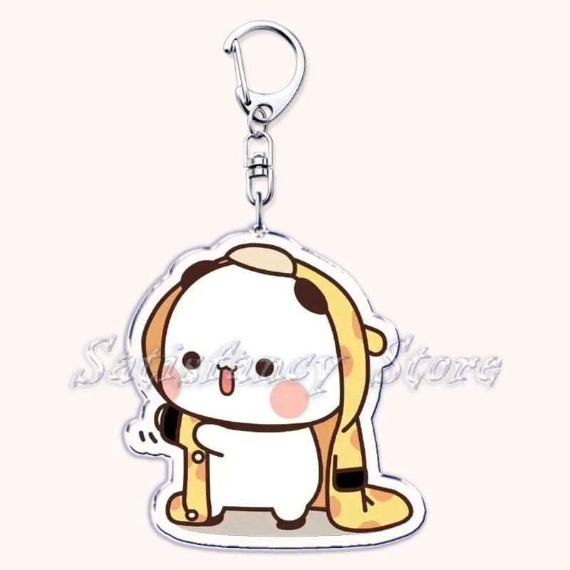 Bubu Dudu Cartoon White and Grey Couple Bears Keychains Ring for Accessories Bag Pendant Key Chain Jewelry Fans Lovers Gifts