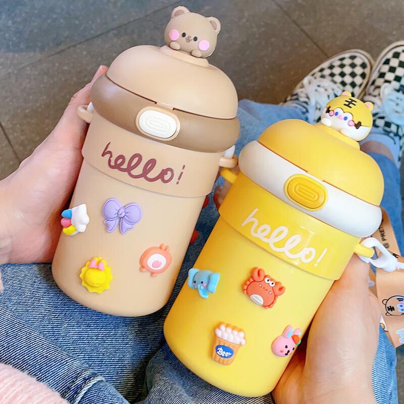 Children's Portable Double-Layer Glass Sippy Cup