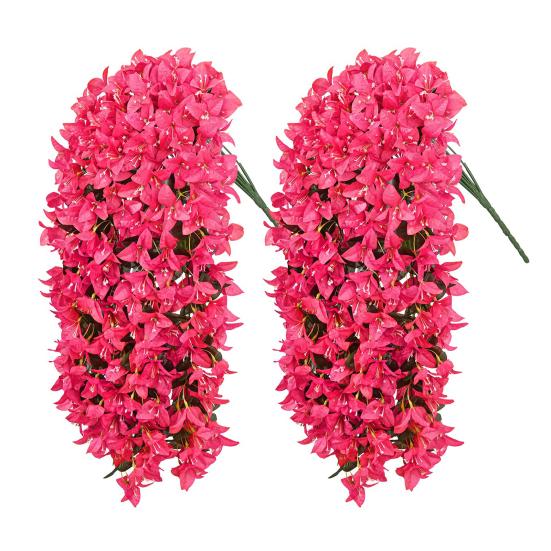 2Pcs Hanging Artificial Bougainvillea Speetabilis UV Resistant Realistic Fake Flower Wedding Party Indoor Outdoor Garden Yard Wall Hanging Faux Bloom