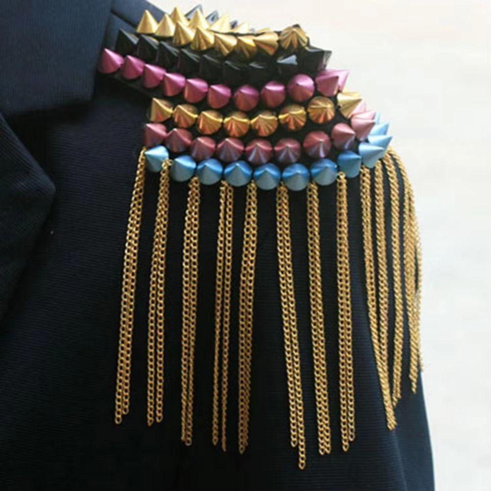 Breastpin Club Tassel Chain Epaulette Pin Jacket Vintage Brooch  Stage performance