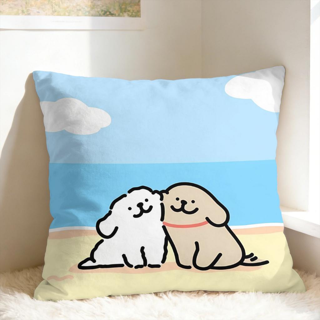 Cartoon Maltese Pillow Case Line Dog Puppy Comfy Pillow Cover Morden Pillowcases For Sofa Couch Bed Living Room