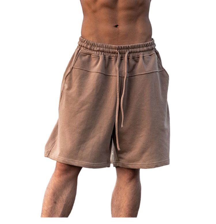 

2023 Мужские шорты свободного кроя для баскетбола и бега - Однотонные, Летняя спортивная одежда из трикотажа XXXL коричневый