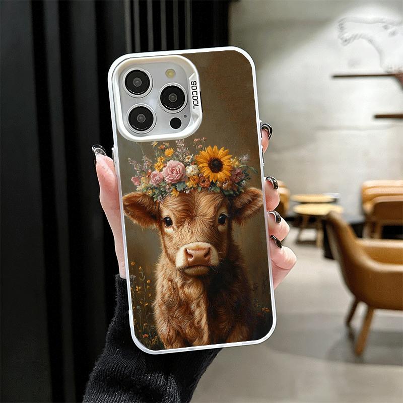 Cute Highland Cow Shockproof Phone Case for iPhone 17 Air 16 16E 15 Pro Max 14 Plus 13 Mini 12 Back Cover Anti Fall Fundas