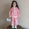 Spring Autumn Girls'  Kids Leopard Pattern Suit Coat+trousers Pants Sets Comfortable Cute Baby Clothes Children Clothing Sportswear Two-piece Set