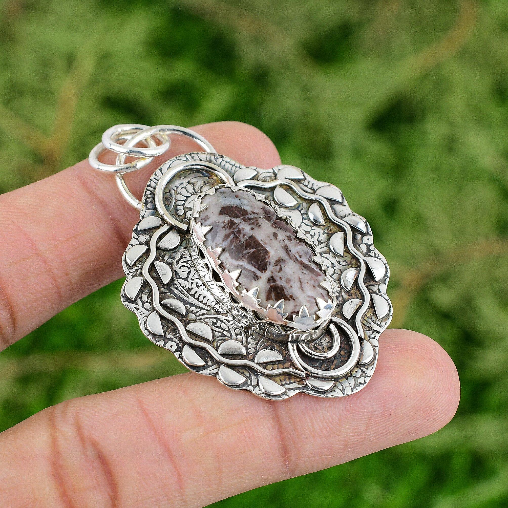 

Распродажа ко Дню благодарения Подвеска ручной работы из натуральной кокосовой яшмы и стерлингового серебра