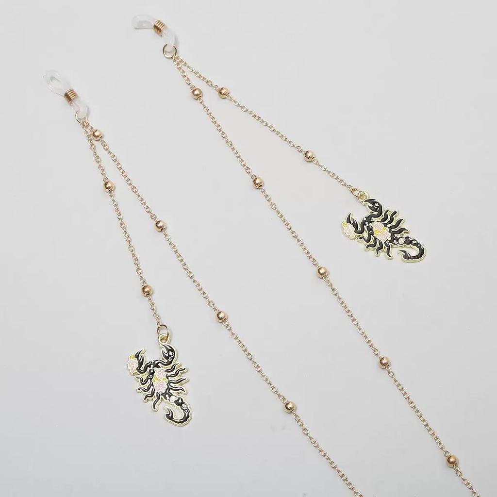 1 Piece of High-End Eyeglass Chain with Fashionable Round Bead Chain, Anti-Loss Neck Strap with Insect Pendant, Sunglasses Chain Glasses Holder Strap