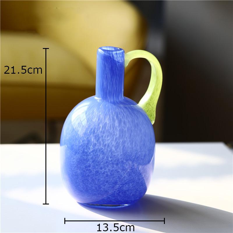 Single Handle Colorful Glass Vase Hydroponic Plant Pot Table Decoration Flower Arrangement Floral Vases Room Aesthetic Decor