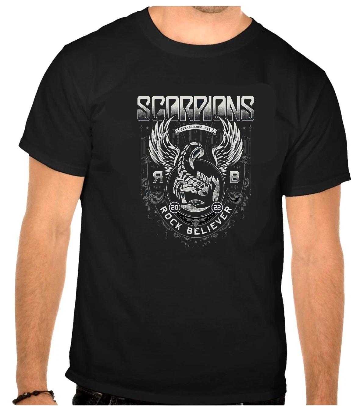 

Черная футболка с логотипом рок-группы Scorpions -1321- 4XL