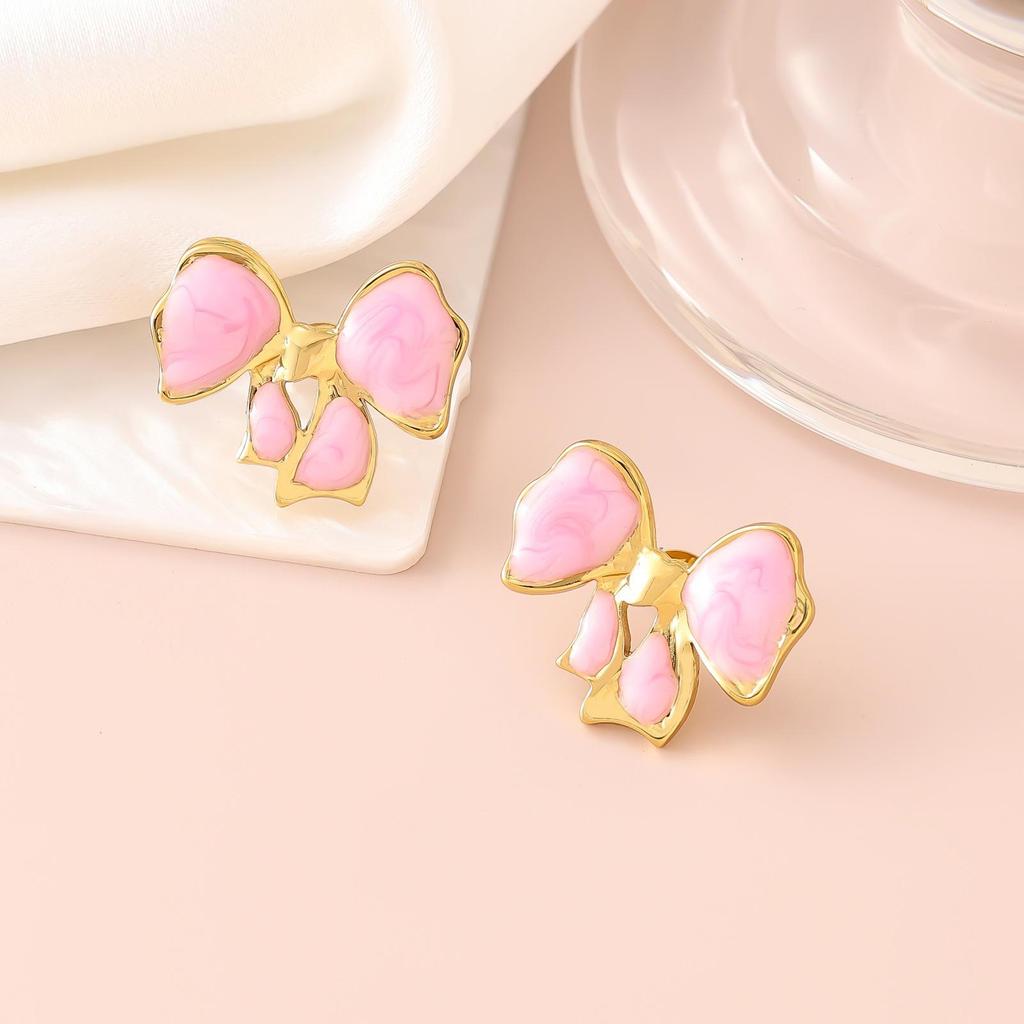 French Enamel Drip Oil Earrings: Stainless Steel, Irregular, Titanium Women's Luxury