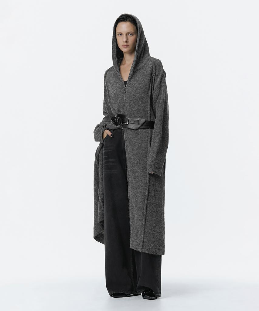 Teulimingbeodeu Hoodie Knit One-Piece [Charcoal]