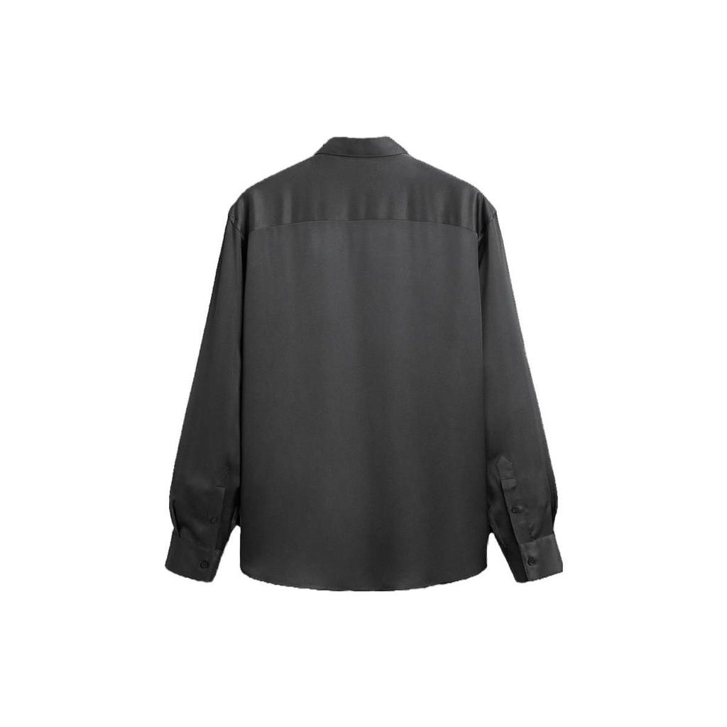 Zara Solid Color Casual Fashion Long Sleeve Shirt Men Shirts Coal-Gray 06975258801-33