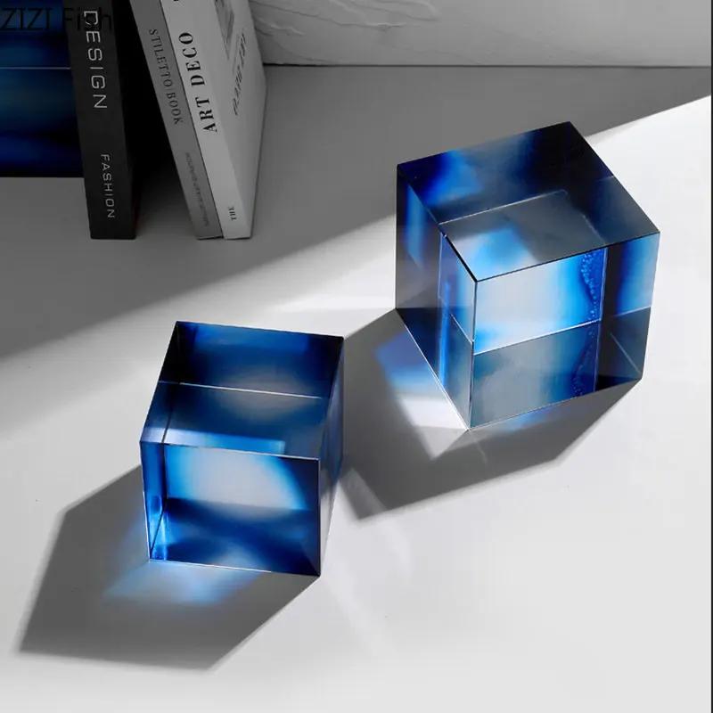Geometrische Abstufte Kristallwürfel Ornamente Transparent Minimalismus Quadratische Kristallstatue Schreibtischdekoration Glas Handwerk Skulptur