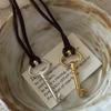 S925 Sterling Silber Schlüssel Anhänger Halskette, Koreanischer Stil Vintage Schmuck für Damen, Pullover Kette für Herbst/Winter