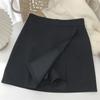 Svart Grå Oregelbunden Kjold A Ine Dam Hög Midja Kjold Koreansk Mode Dragkedja Shorts Kjolar Vintage
