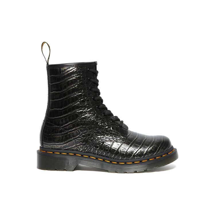 Dr. Martens Comfortable Lace-Up Round Toe Crocodile Pattern Short Martin Boots Women boots Nickel 27249029