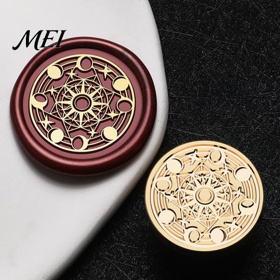 Brass Sealing Head Vintage European Magic Themed Wax Seal Stamp Head, Solid Exquisite Relief Engraved for Journal Envelope Wedding Invitation