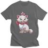 Male Disney Marie Kitten Cartoon T Shirt Short Sleeve Cotton Tshirts Cool T-shirt Leisure Tees Loose Fit Clothing