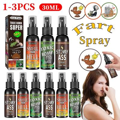 30ml Fart Gag Spray Prank Joke Plastic Spray Can Stink Party Supplies Stinky Fart for Adults Kids Non Toxic Halloween Funny Toys