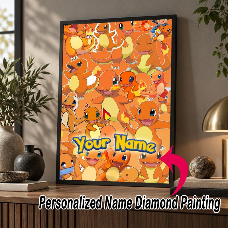 Personalized Charmander Diamond Art Custom Name 5D Diamond Painting Full Drill DIY Craft