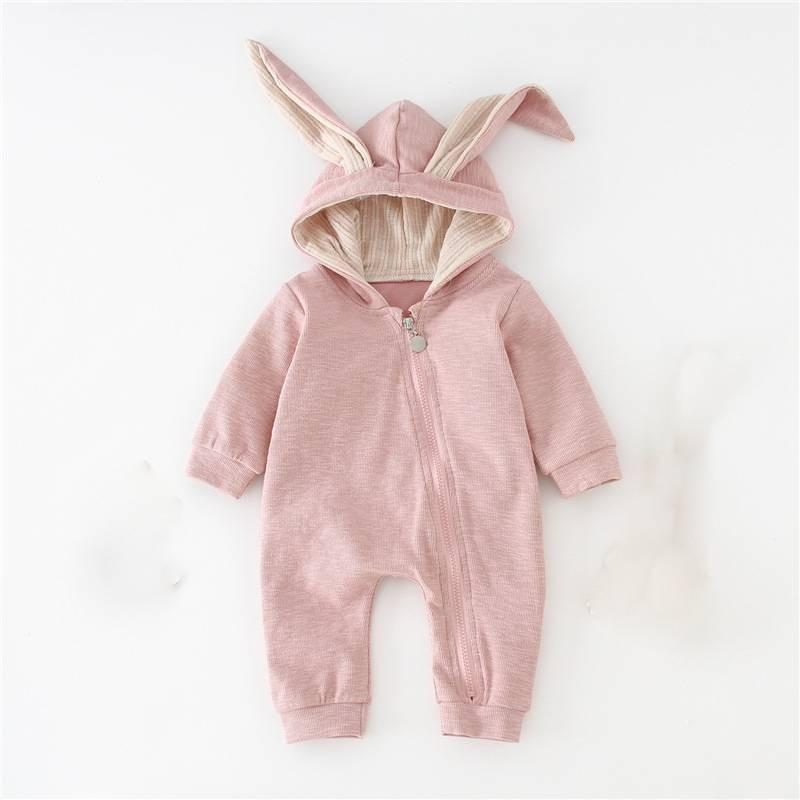 Baby Romper Jumpsuit Cotton Long Sleeve Hooded Rabbit Onesie Autumn Outwear