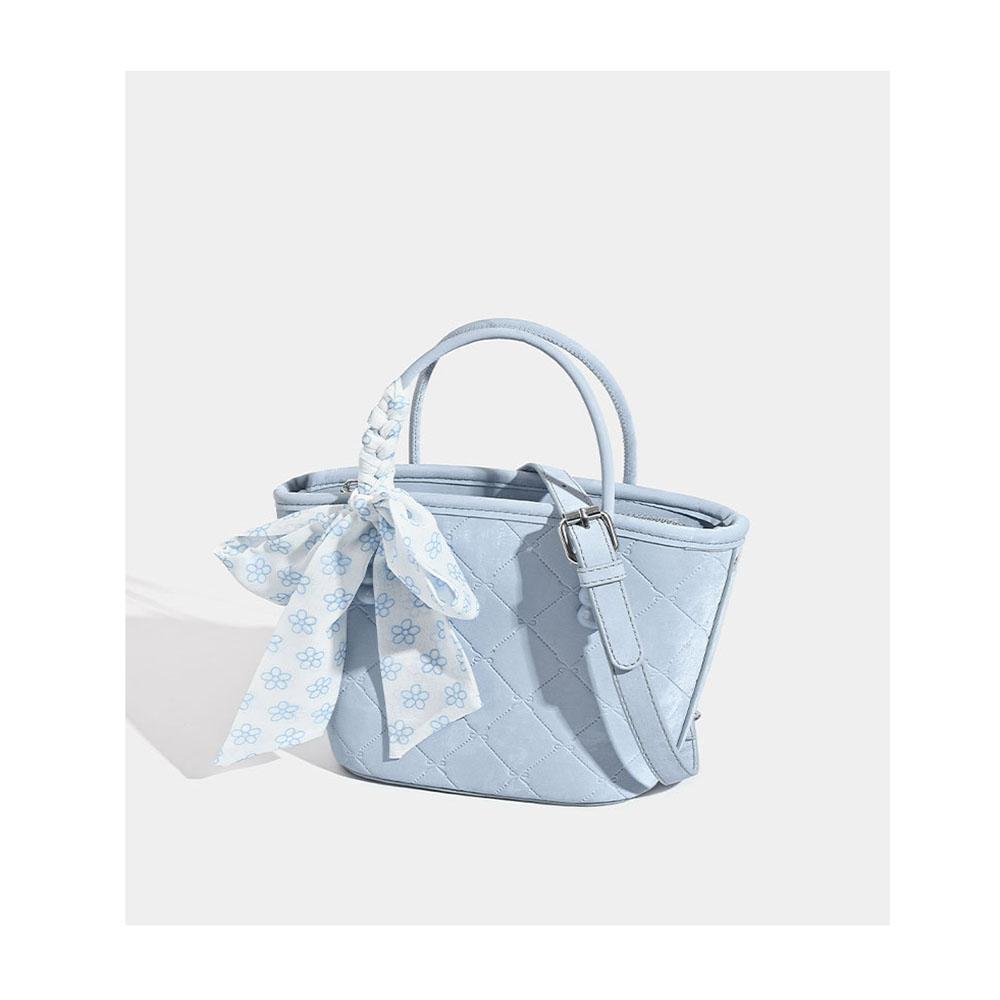 

2025 Новый дизайн Женская сумка-ведро с ромбическим узором Женская уникальная сумка с верхней ручкой Весна/Лето Яркие цветные сумки Роскошные женские синий