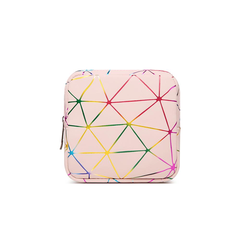 PU Multi-Purpose Diamond Pattern Sanitary Napkin Bag: Portable Menstrual Pad, Lipstick, & Coin Purse for Girls
