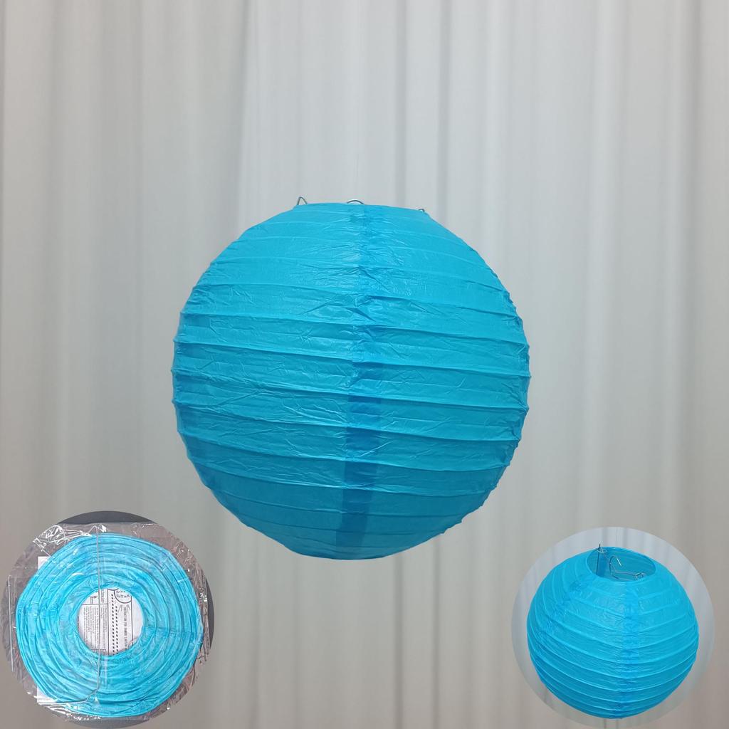 10-Inch Round White Paper Lantern, Red Mid-Autumn Festival & Wedding Decoration