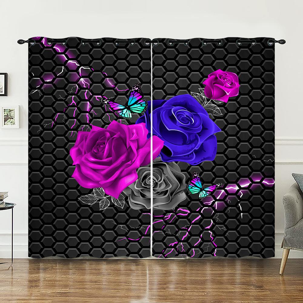 Vorhänge, Zeichnung, Benutzerdefinierter Cartoon-Vorhang 3D-Druck Schlafzimmer Polyester Verdunkelungsvorhang